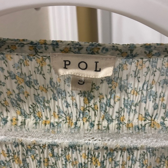 POL Floral Green and White Lace Women's Top Sz Small - Picture 2 of 5